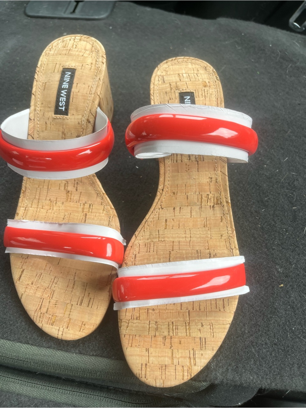 Nine West Orange 800 Cork Double-Band Slide Mules